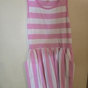 Cat & Jack Pink and White Striped Casual Dress With Pockets